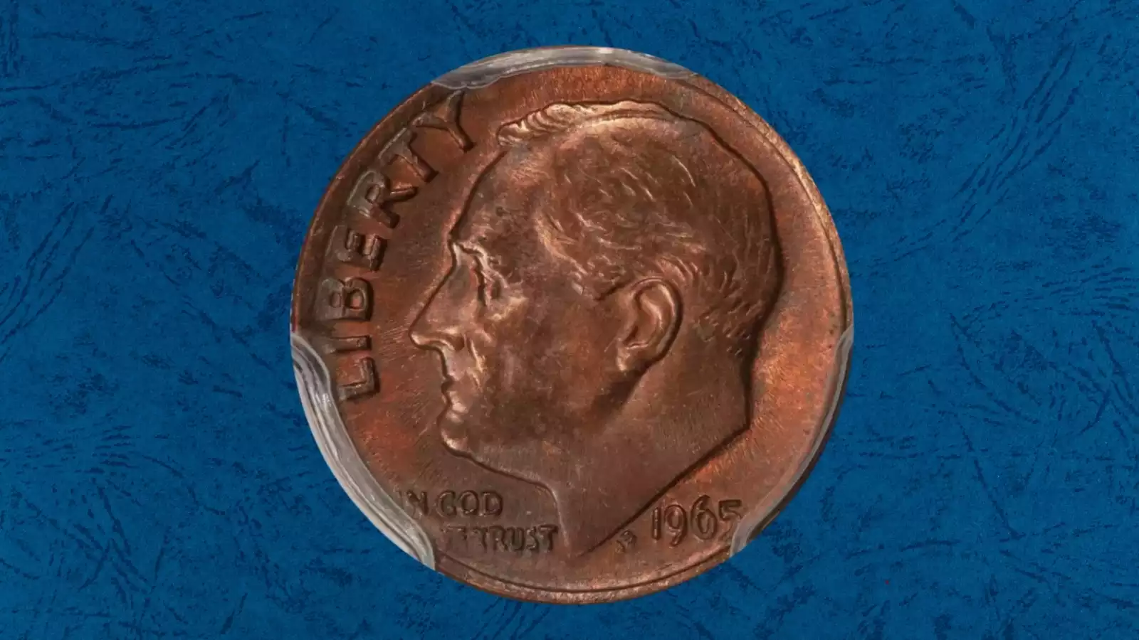 1965 Roosevelt dime obverse and reverse showing copper-nickel clad composition