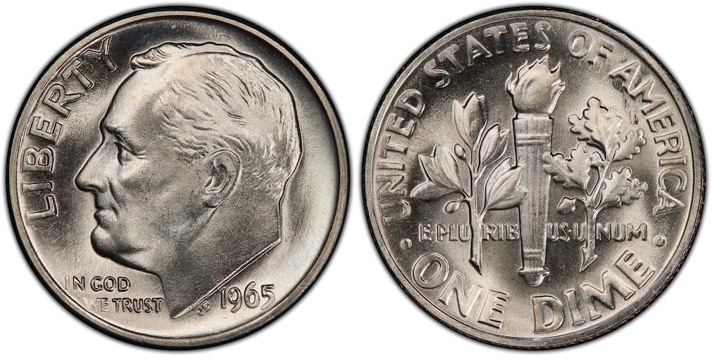 Philadelphia Mint facility circa 1965 during transition from silver to clad Roosevelt dime production